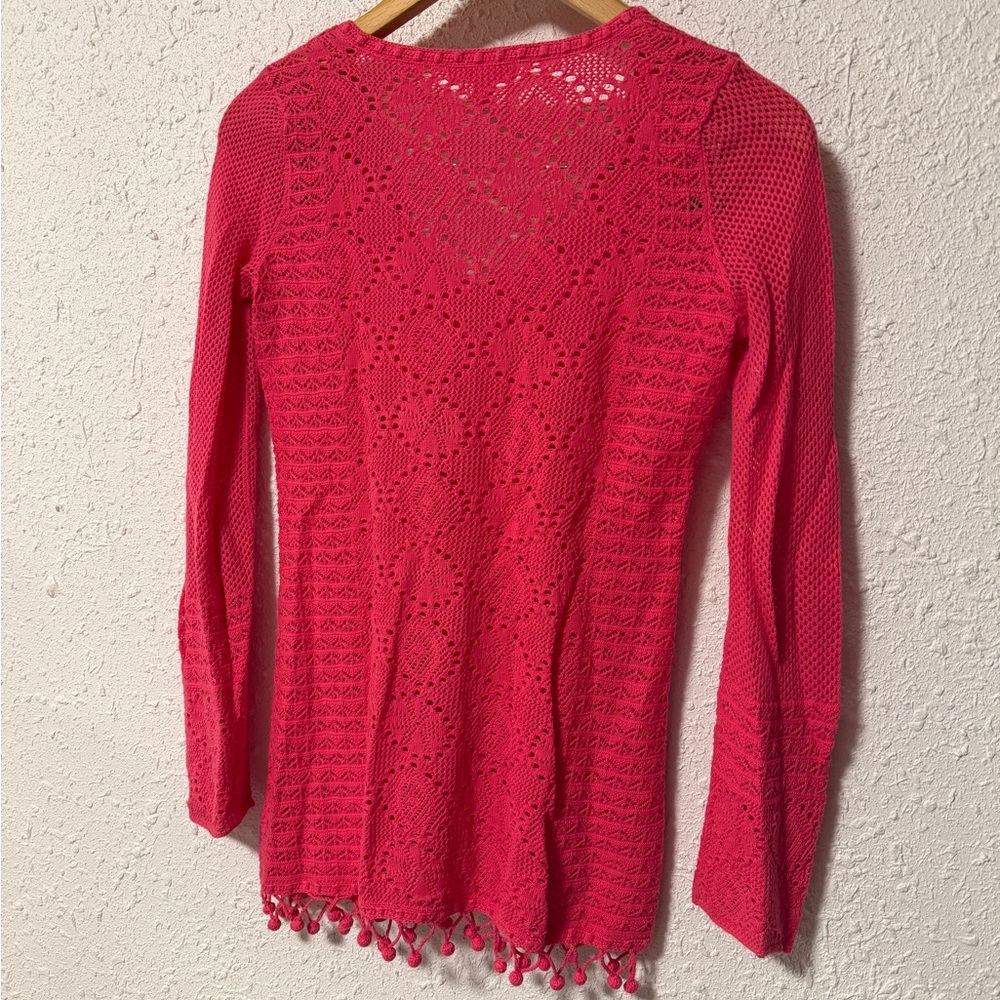 Lilly Pulitzer Athena Vibrant Pink crochet Top, swim cover up XS - Picture 3 of 4